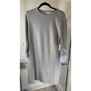 Neiman Marcus Gray Dress with Striped Cuffs - Size L